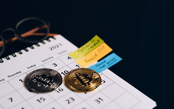 Pièces de cryptomonnaie sur un bureau sombre